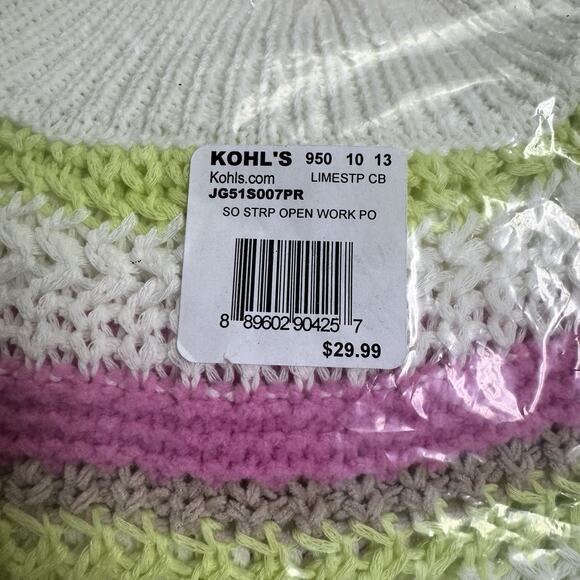 SO Long Sleeve Pullover Sweater Junior's Plus Size 1X Lime Stripe Combo - Picture 3 of 5